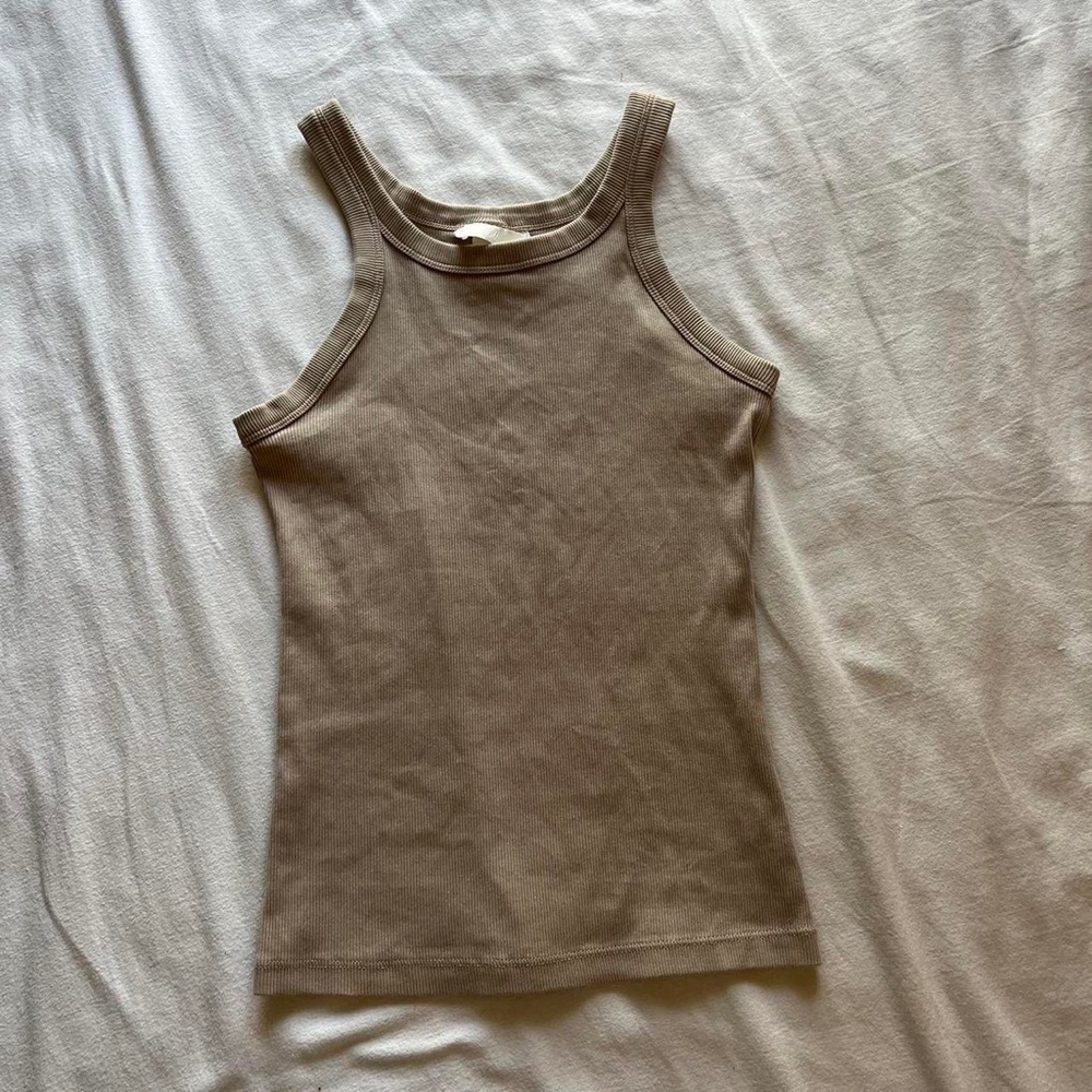 Y2k 90s model off duty style ribbed tight high neck tank top